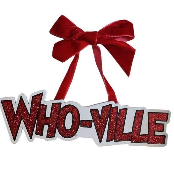 Dr.Seuss How The Grinch Stole Christmas WHO-VILLE Small Ornament Sign - Picture 2 of 2